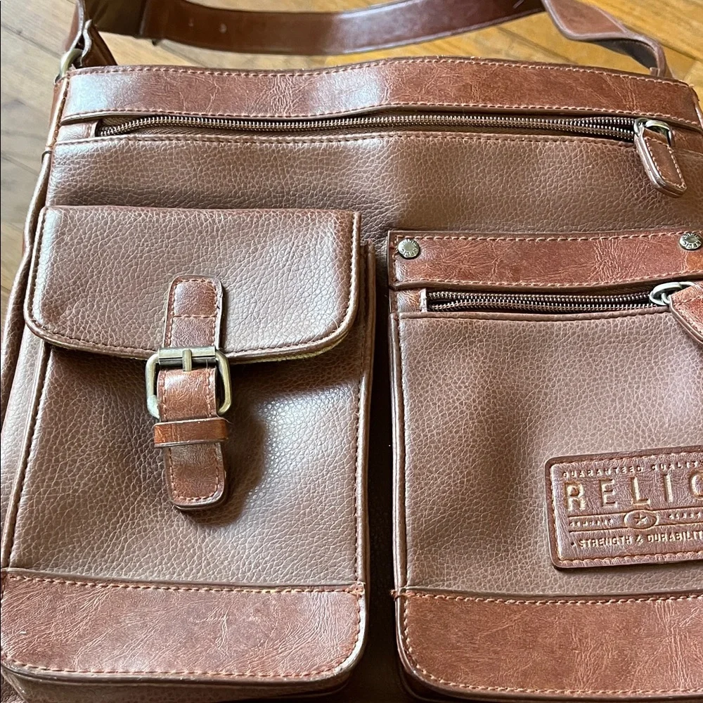 Relic Dark Brown Faux Leather Messenger/Shoulder or Cross-body Bag